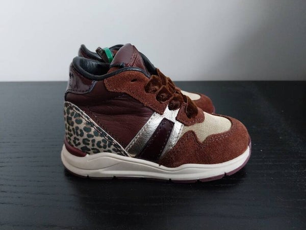 Sneaker Pinocchio halfhoog panterprint bruin maat 20