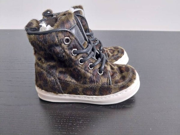 Sneaker Pinocchio panterprint donkergroen halfhoog Maat 20
