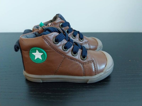Schoenen Pinocchio bruin leer met groene ster maat 21