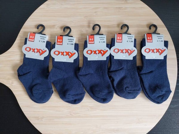 Oxxy set van 5 paar donkerblauwe newborn baby sokjes NIEUW