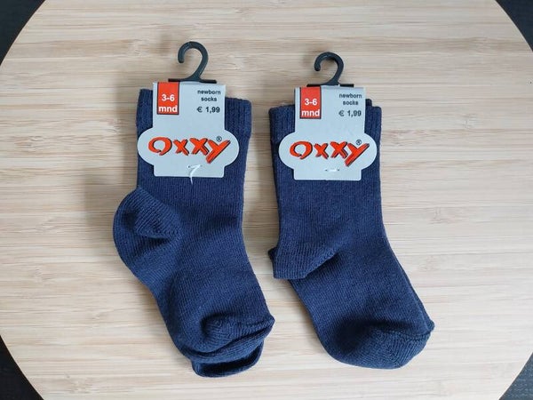 Oxxy set van 2 paar donkerblauwe baby sokjes 3-6 maanden