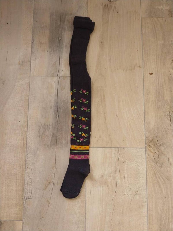 Maillot Girl Tights zwart bloemenpatroon maat 92-98