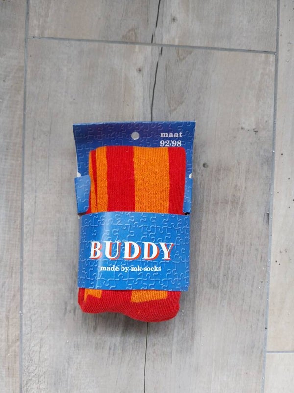 Maillot Buddy gestreept rood oranje 92-98