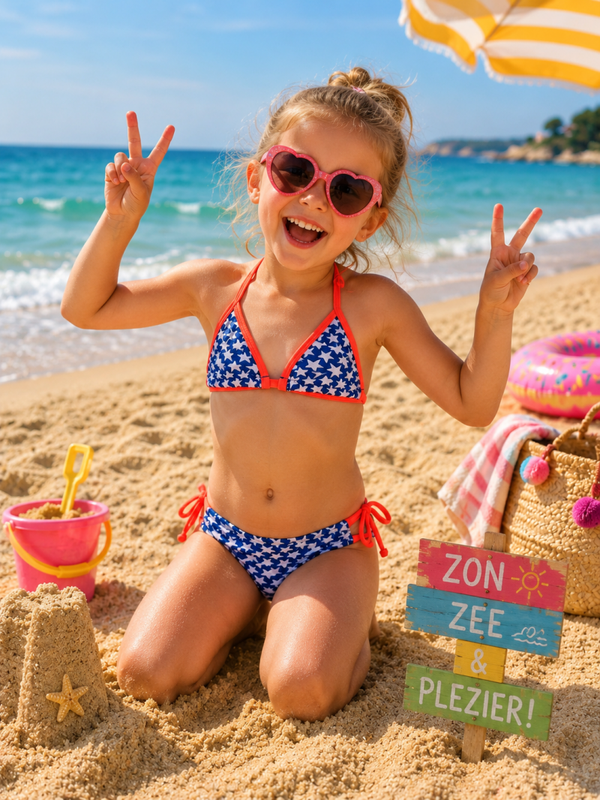 Bikini Far Out Witte sterren broek met strikjes