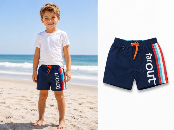 Zwembroek short Far Out Donkerblauw maat 116-122