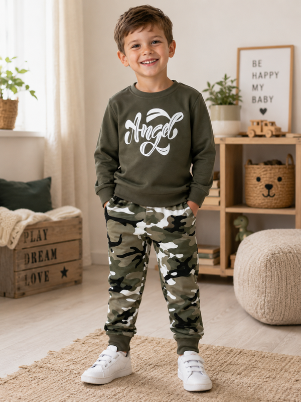 2 Delige set Camouflage Angel broek en trui maat 110-116
