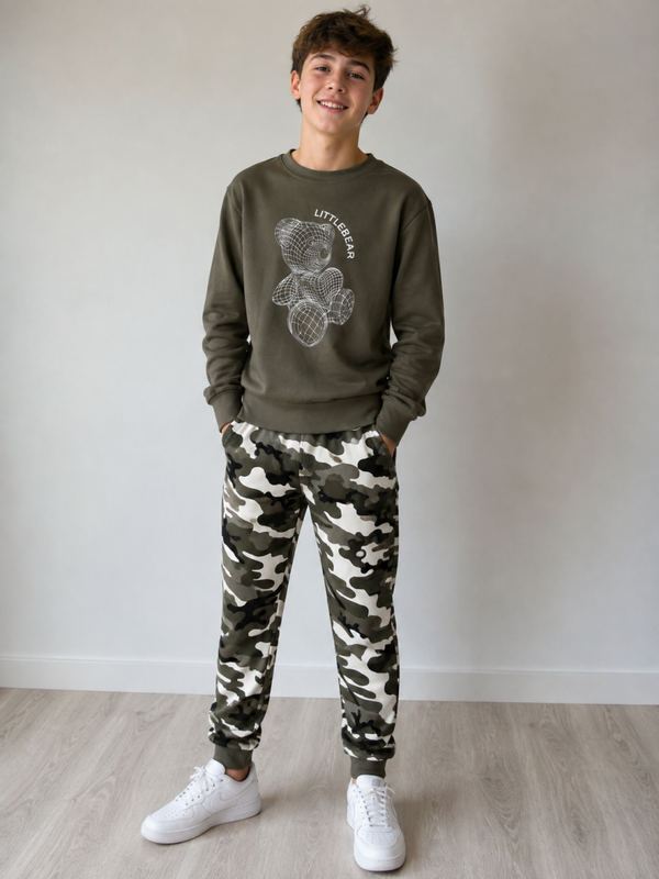 2 Delige set Camouflage Beer broek en trui maat 158-164