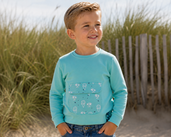 Sweater 4President turquoise met ijsjes