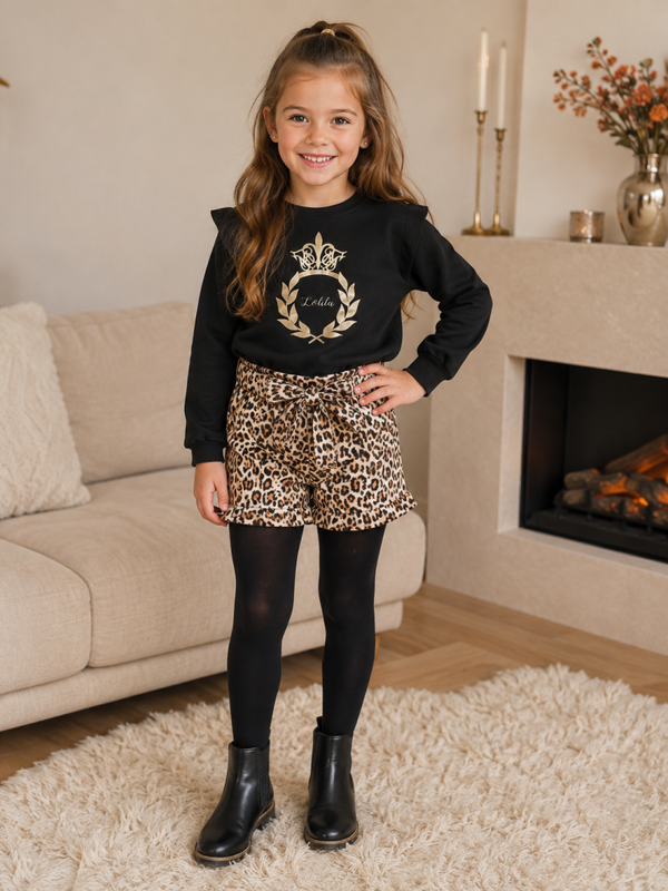 2 Delige set Bad Girl panterprint met shortje 1maat 10-116