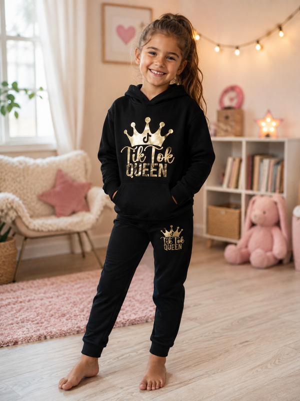 2 Dellige set Tiktok Queen zwart maat 110-116