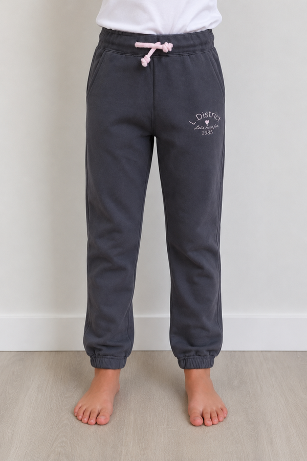 Joggingbroek Little District antraciet grijs maat 128