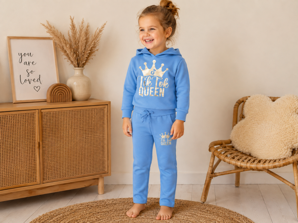 2 Dellige set Tiktok Queen blauw maat 98-104
