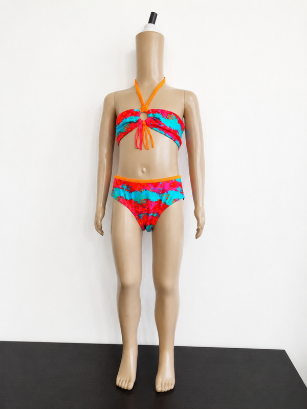 Bikini Zee&Zo neon roze turquoise halter top maat 164