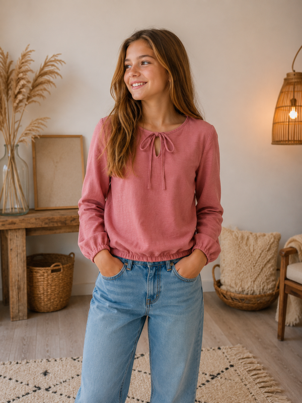 Blouse/top roze maat 146-152