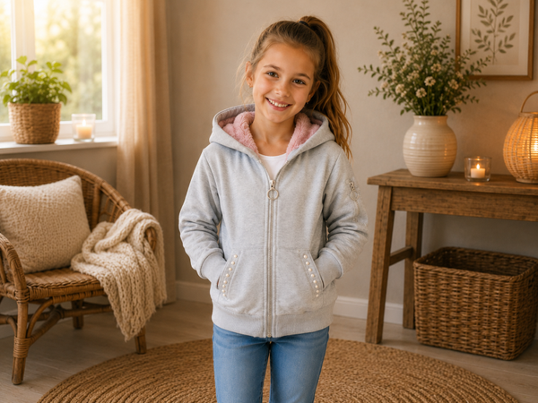 Vest Smile Girl grijs maat 134-140