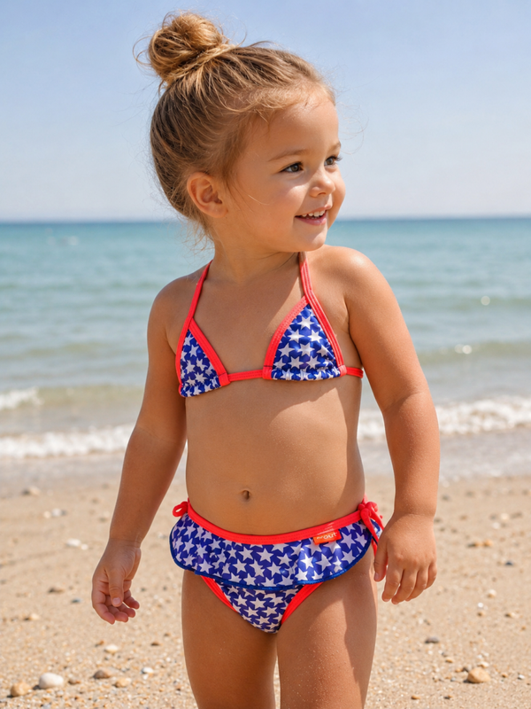 Bikini Far Out Witte sterren en ruche broekje