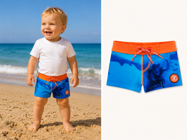 Zwembroek Boxer Zee&Zo Douglas Photoprint Dive maat 80