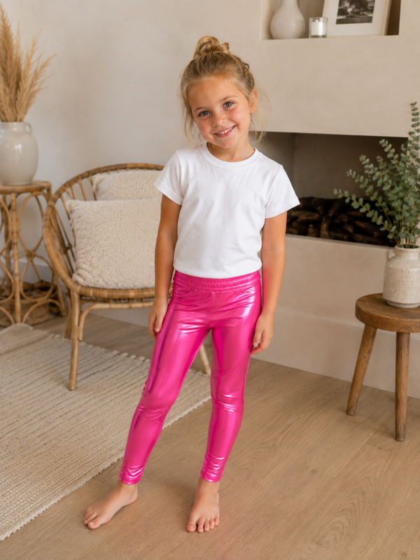 Legging Squared and Cubed glimmend roze maat 98-104