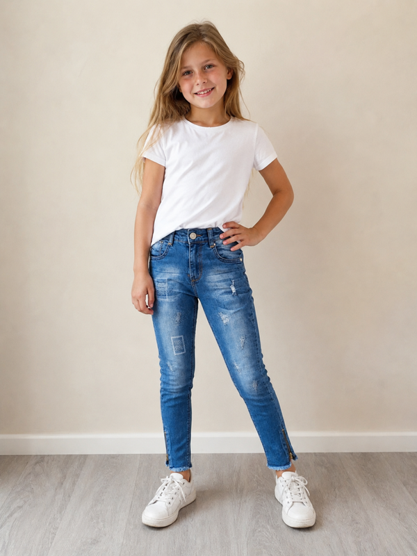 Broek Jeans Eleysa Destroyed Look Blue Denim
