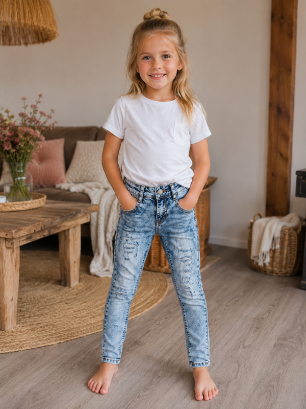 Jeans Marcall Acid Wash Destroyed Blue Denim 110-116 NIEUW