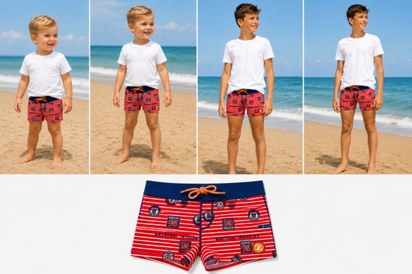 Zwembroek Boxer Zee&Zo Douglas Red Stripe