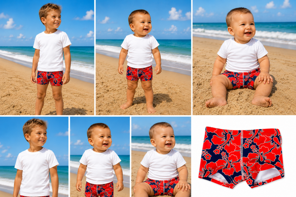 Zwembroek Boxer Just Beach Seagul Red