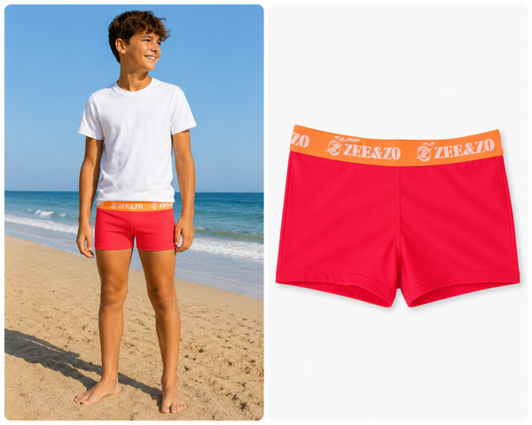 Zwembroek Boxer Zee&Zo Diani Beach Red maat 152
