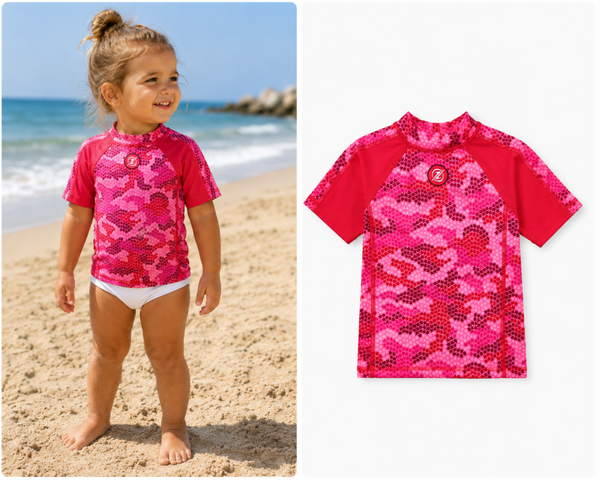Zwemshirt UV shirt Zee & Zo Aina Camo Star Red maat 92