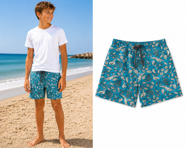 Zwembroek short Far Out Turquoise All Over Bird