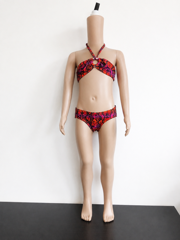 Bikini Just Beach rode/roze slangenprint