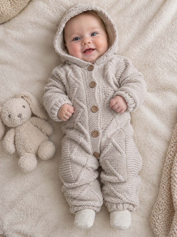 Boxpakje Caramini Knitwear gevoerd beige nr. 1 3-6 Maanden