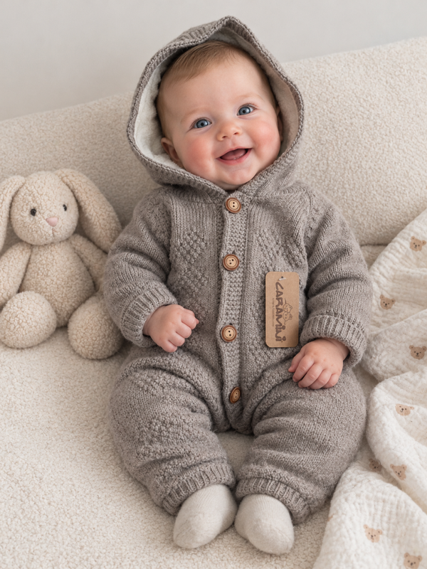 Boxpakje Caramini Knitwear gevoerd donker beige