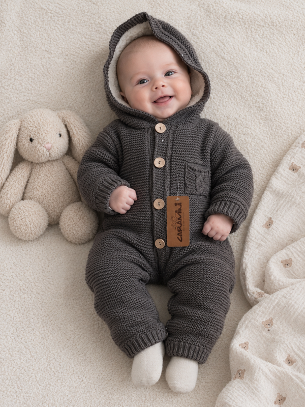 Boxpakje Caramini Knitwear gevoerd donkerbruin