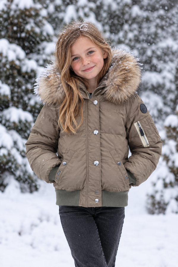 Winterjas Airforce Bomber Jacket olijf kleur maat 128 (8 jaar) NIEUW