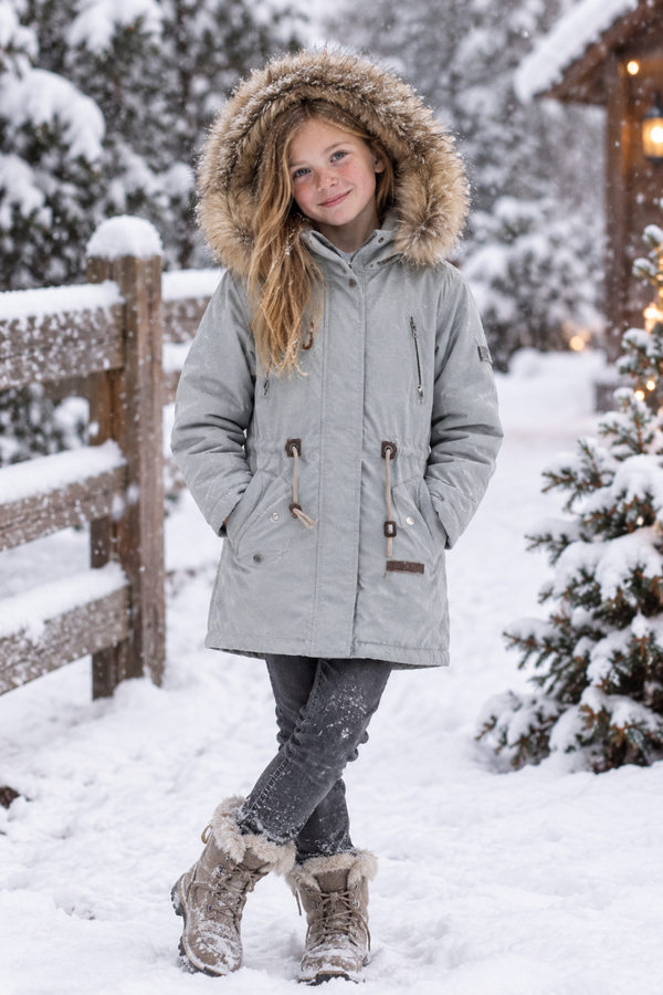 Winterjas Airforce Canvas Parka – Maat 128 (Met Warme Voering)