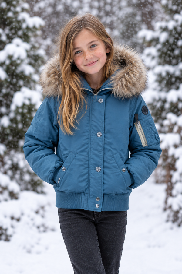 Winterjas Airforce Bomber Jacket Petrol blauw maat 128 (8 jaar) NIEUW