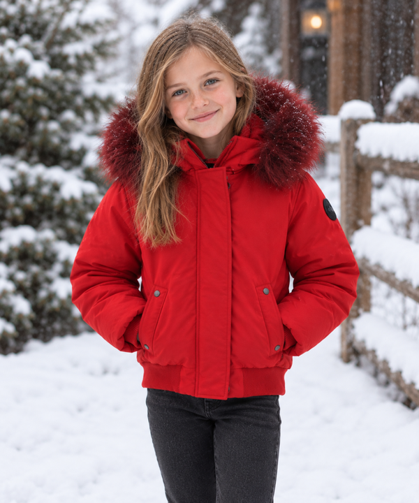 Winterjas Airforce Bomber Jacket Rood maat 128 (8 jaar)
