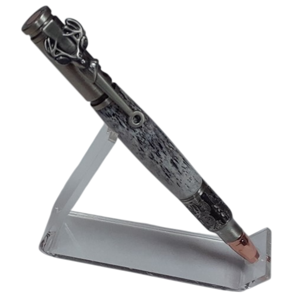 Le Stylo Chasseur de Cerf Bolt Action, Étain Antique, Carrelet de bois de Cerf Authentique
