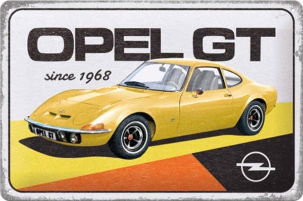 METAL SIGN 20X30CM OPEL GT SINCE 1968