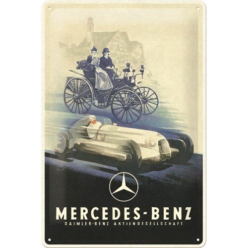 METAL SIGN 20X30CM MERCEDES BENZ SILVER ARROW HISTORIC