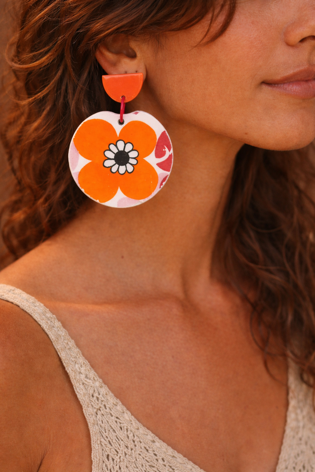 Boucles d’oreilles Gisèle – faïence ancienne de Badonviller années 60