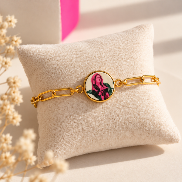 Bracelet Madone Pop – Rose fluo & vert profond
