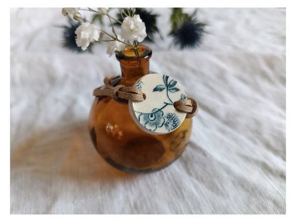 Bracelet médaillon, Yeddo.en faïence de Gien , terre de fer japonisante