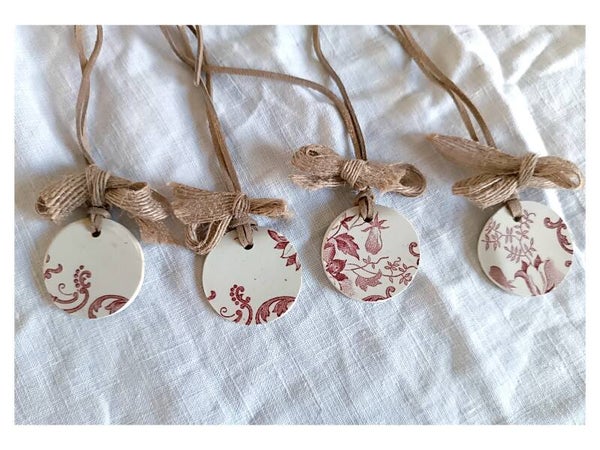 Collection Campanules 4 médaillons Saint Amand Hamage, faïence terre de fer Recyclée