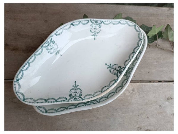 Ravier en faïence terre de fer , Moulin des loups vert