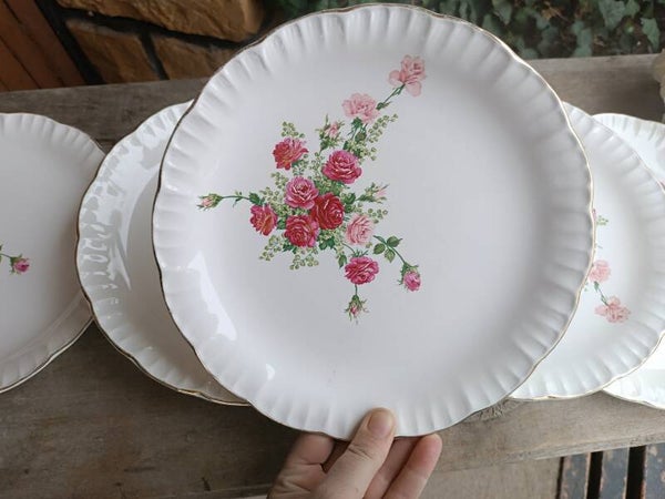 Six assiettes Digoin et Sarreguemines Ermitage , rosiers