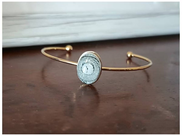 Bracelet jonc , Charlie, bracelet doré faïence de Gien , terre de fer