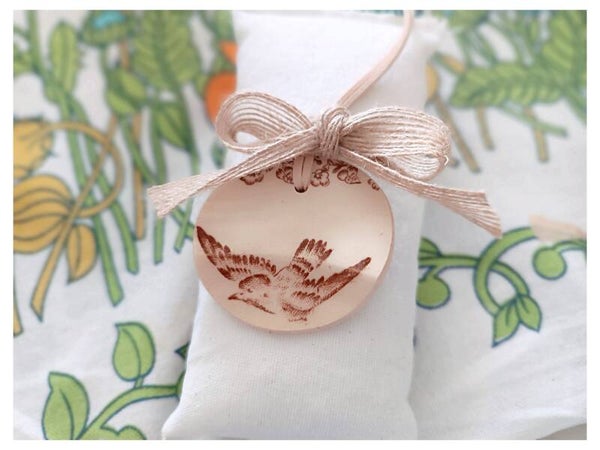 Grand médaillon , Oiseau , Faïence de Onnaing sépia, modèle Liseron