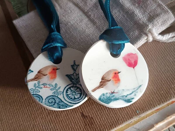 Collection Jardin d'hiver | médaillon sérigraphié rouge gorge