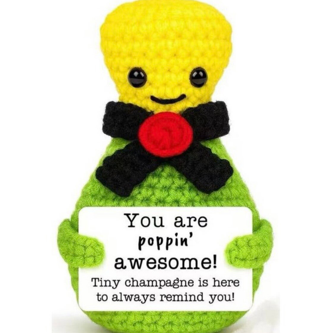 Gehaakte knuffel fles champagne